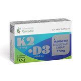 K2+D3+Magnesium-Bisglycinat-Chelat, 57 mg, 30 Tabletten, Remedia