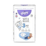 Scutece Midi, Nr. 3, 5 - 9 kg, 70 buc, Happy