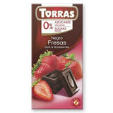 Dunkle Schokolade mit Erdbeeren, 75 g, Torras