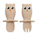 Owl Silicone Cutlery Set, 6 months+, Bubble Beige, Appekids