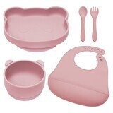 Set pentru diversificare din silicon Panda, 6 luni+, Old Rose, Appekids