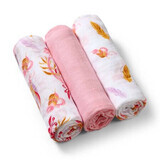 Lote de 3 pañales textiles para bebé, Rosa, Babyono