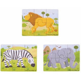 Juego de 3 puzzles de madera Jungla Vesela, 1 ud, Big Jigs