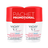 Vichy Pachet stress-resist 72h Deodorant roll-on tratament intensiv anti-transpirant, 50 ml + 50 ml