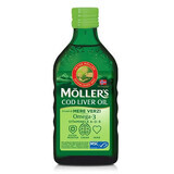 Omega 3 Lebertran, Vitamin A-D-E, grüner Apfelgeschmack, 250 ml, Moller's