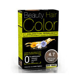 Vopsea de par cu extracte vegetale si bumbac Ciocolatiu Inchis, Nuanta 4.7, 160 ml, Beauty Hair Color