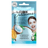 Eveline Cosmetics Look Delicious, masque bio hydratant avec peeling naturel, noix de coco et mangue, 10 ml