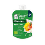 Gerber Bio Plant-Tastic Dessert in der Tube, Mango und Pfirsich mit Kokosnussmousse, ohne Zuckerzusatz, nach 6 Monaten, 80 g