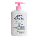 Corine de Farme Baby, gel de curățare delicat 2 în 1 pentru corp și păr, de la naștere, cu extract de flori de migdale, 500 ml