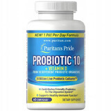 Puritan's Pride Probiotic 10 + vitamine D, 60 gélules