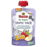 Holle, Mousse de fruits en tube, Tropic Tiger, pomme avec mangue et fruit de la passion, après 8 mois, 100 g