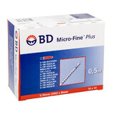 BD Micro-Fine Plus, Insulinspritze, 0,5 ml, U-100, mit 30G Nadel, 0,3 x 8 mm, 100 Stück