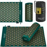 4Fizjo Acupressure Mat, esterilla de acupresión con cojín, 68 cm x 42 cm, verde-dorado