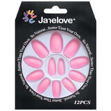 Set of 12 False Nails with matte appearance, Janelove, Matte, Pale Pink