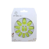 Set of 12 Mirror False Nails, VV Meijiaer, Neon Green