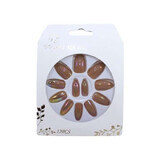 Set of 12 Mirror False Nails, VV Meijiaer, Brown