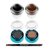 Kit Sprancene, Kiss Beauty, Fit Eye Durable, 2 Sprancene Gel, 2 Sprancene Blushes, Brush, Black-Brown