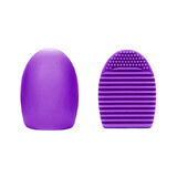 Brush Egg - Accessoire en silicone pour le nettoyage des pinceaux de maquillage, couleur violet