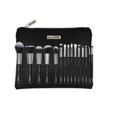 Set mit 15 Makeup-Pinseln, Luxorise, Silber, inklusive Tasche