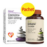 Envase Coenzima Q10 120 mg, 40 cápsulas + Ginkana circulante, 30 cápsulas, Alevia