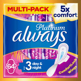 Always Platinum Day & Night (talla 3) Compresas higiénicas con alas 64 uds.