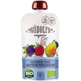 Rudolfs Organic Fruit sans gluten myrtilles, poires, framboises avec yaourt 110 g