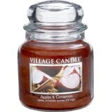 Village Candle Bougie parfumée en verre - Pomme et cannelle, moyenne 1×1 pc