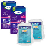 Tena Lady Set, urologische Damenbinden, Normal Night, 2 x 10 Stück + ProSkin Pants Normal Absorbent Panties, Größe M und L, 2 Proben