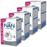 Nestlé NAN Optipro Plus 4, produit à base de lait pour les enfants de plus de 2 ans, 4 x 1,2 kg