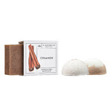 Ministry of Good Soap Zimt-Set, Halbbadekugel Zimt, 60 g + Halbbadekugel Schokolade, 60 g + Stück Seife Zimt, 100 g