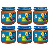 Set de postre Gerber, ciruelas, después de 4 meses, 6 x 125 g