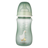 Canpol Babies EasyStart, anti-colici, sticlă cu gură largă, Goose, de la 3 luni, 240 ml