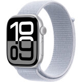 Apple Watch Series 10 GPS + Cellular 42mm Carcasă din aluminiu argintiu cu buclă sport Blue Cloud