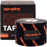 Spophy kinesiologie tape zwart, zwart, 5 cm x 5 m