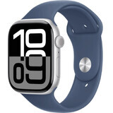 Apple Watch Series 10 GPS + Cellular 46mm Carcasa de aluminio plateada con correa deportiva vaquera - M/L