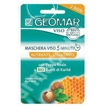 Mască de față nutritivă și catifelantă lăptișor de matcă și Unt de Karite, 2 x 7.5 ml, Geomar