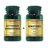 Nattokinase Serrapeptase Paket, 30 Kapseln + Premium Venotonic Complex, 30 Tabletten, Cosmopharm