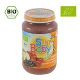 Piure Bio din capsuni, afine si mar, +4luni, 190g, SunBaby Food