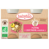 Purea di mele e castagne bio, +6 mesi, 2x130g, BabyBio