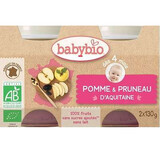 Bio Äpfel und getrocknete Pflaumen Püree, +4 Monate, 2x 130g, BabyBio