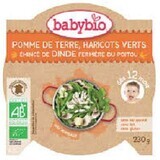 Bio-Menü Püree aus Karotten, grünen Bohnen und Scheiben von Putenfleisch aus Freilandhaltung, 230g, BabyBio, BabyBio