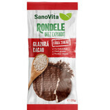 Rondele din orez cu glazura de cacao fara zahar, 66 g, Sanovita