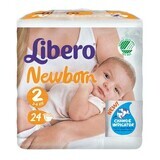 Scutece Nr.2 New Born, 3-6 kg, 24 bucăți, Libero