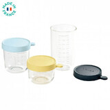 Set 3 recipiente sticla, 150/250 ml, Albastru, B912696, Beaba