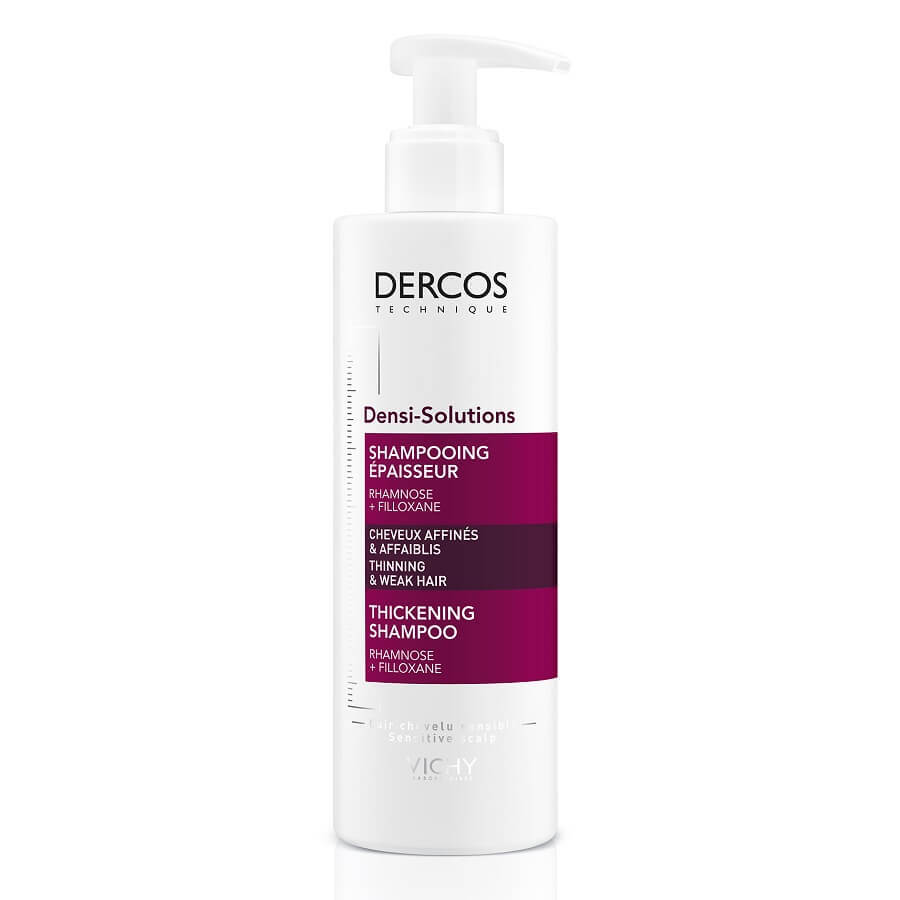 Vichy Dercos Shampoo für dünnes und schütteres Haar mit Densi-Solutions Verdichtungseffekt, 250 ml