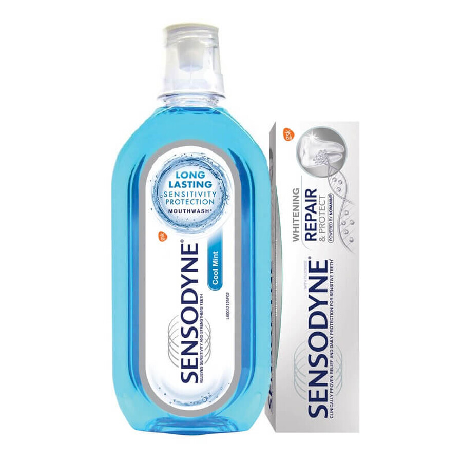 Pachet Pastă de dinți Repair & Protect Whitening Sensodyne, 75 ml + Apă de gură Senzitivity Protection Sensodyne, 500 ml, Gsk recenzii