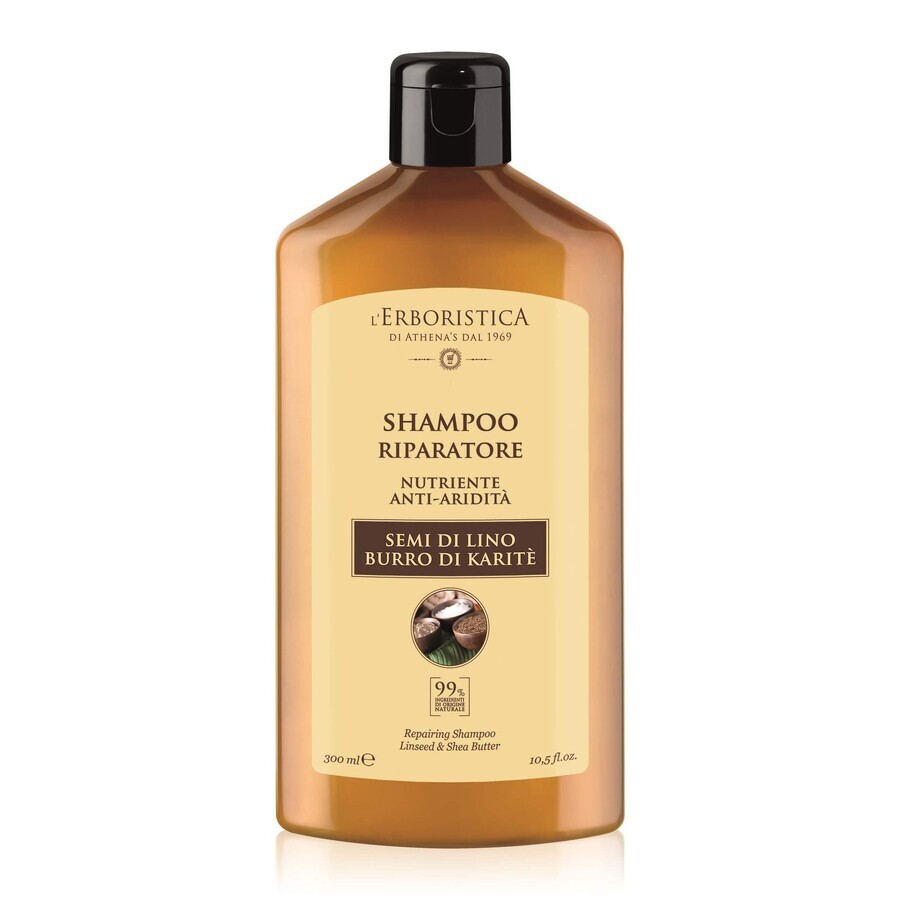Reparierendes Shampoo mit Leinsamen und Shea-Butter, 300 ml, L'Erboristica