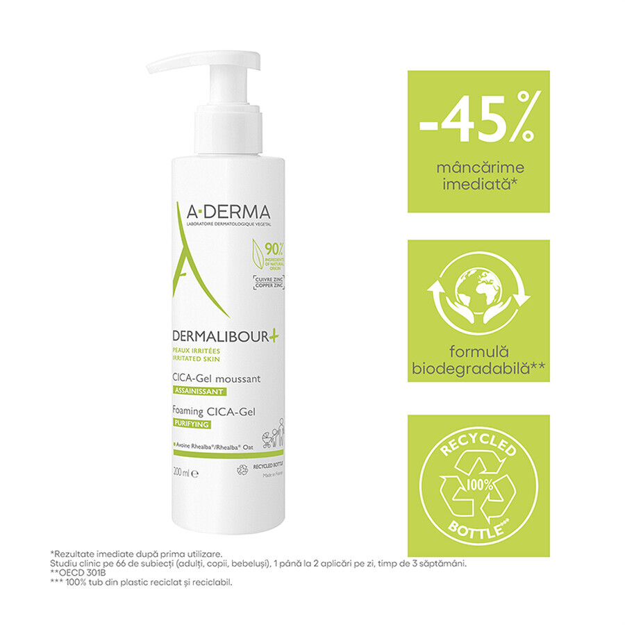 A-Derma Dermalibour Anti-Irritation schäumendes Gel+Cica, 200 ml