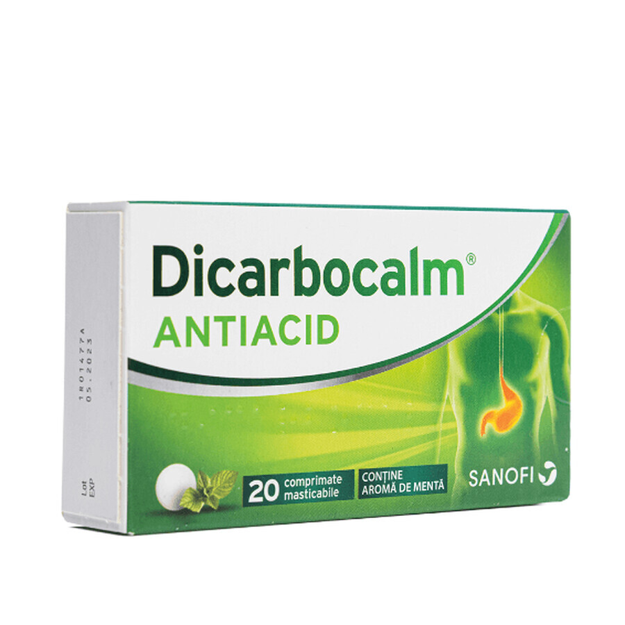 Dicarbocalm Antiacid, 20 Kautabletten, Sanofi