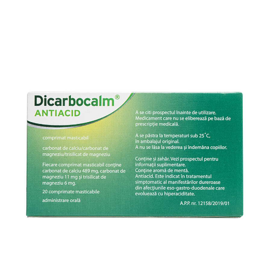 Dicarbocalm antiacid, 20 comprimate masticabile, Sanofi